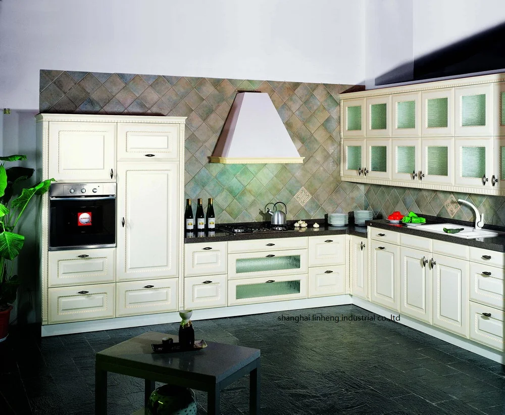 PVC/vinyl kitchen cabinet(LH PV062)-in Kitchen Cabinets from Home