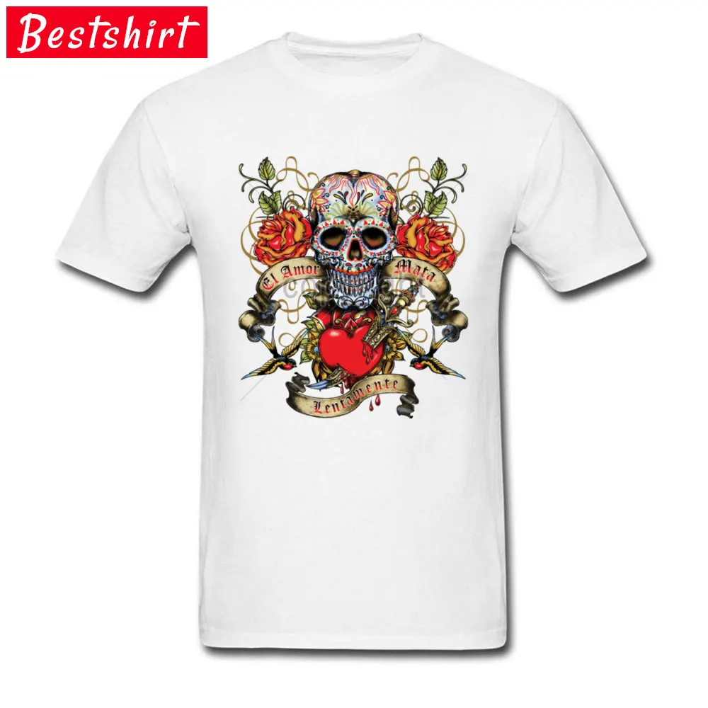 Tops Shirt Chritmas Skull Summer Fall 2018 Newest Comics Short Sleeve 100% Cotton Crewneck Men Top T-shirts Comics Tops Shirts Chritmas Skull  white
