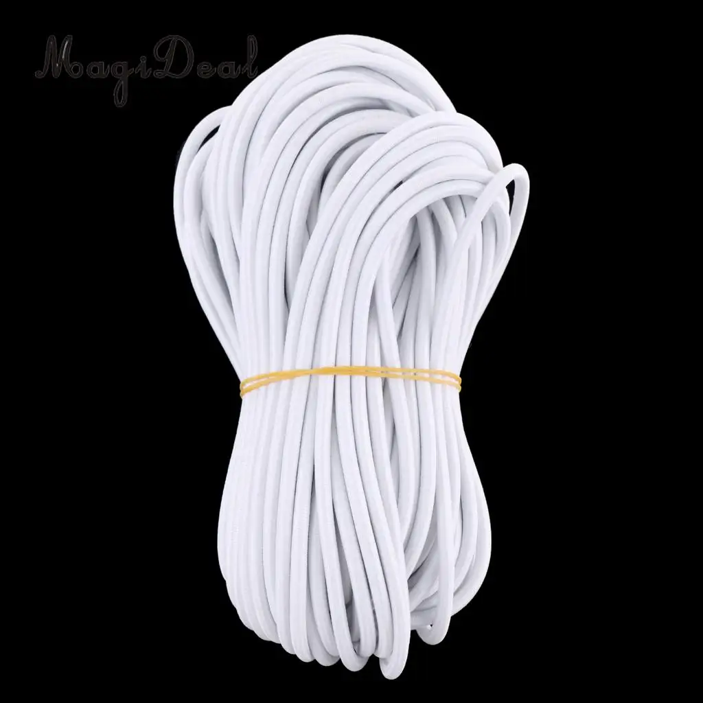 MagiDeal 5mm White Shock Cord - Marine Grade Polyester Coated Rubber Bungee Rope - UV Resistant - DIY, Tie Down, Indoor, Outdoor