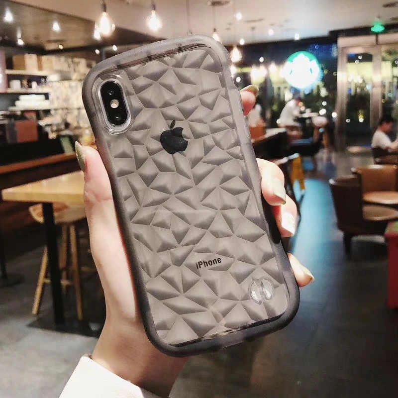 

Luxury transparent diamond shaped frame protects funny design silicone soft phone case for iphone X XR XS MAX 6S 7 8 plus cover