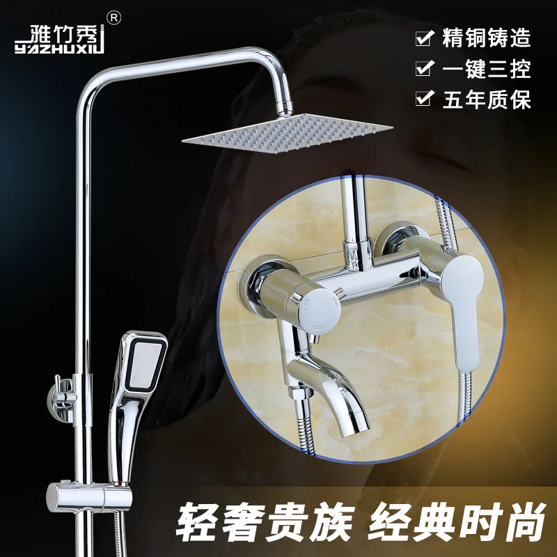 Koop Luxe Moderne Plein Chrome Regendouche Kraan Handdouche Sproeier Mixer Badkamer Douchekraan Set Mengkraan douche set