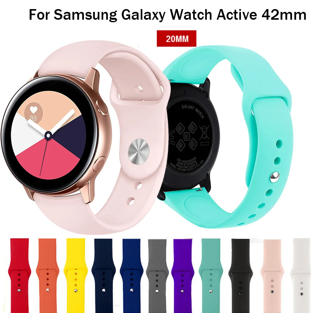 

20mm silicone Watch Band for Samsung Galaxy Watch Active Band Galaxy 42mm Strap S2 gear Soft Sport Smart Wristbands Watch strap