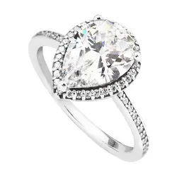Pandulaso Radiant камни в форме капли обручальные кольца для женщин Мода Серебро 925 ювелирные изделия Ясно CZ большое сердце камень Classis кольца