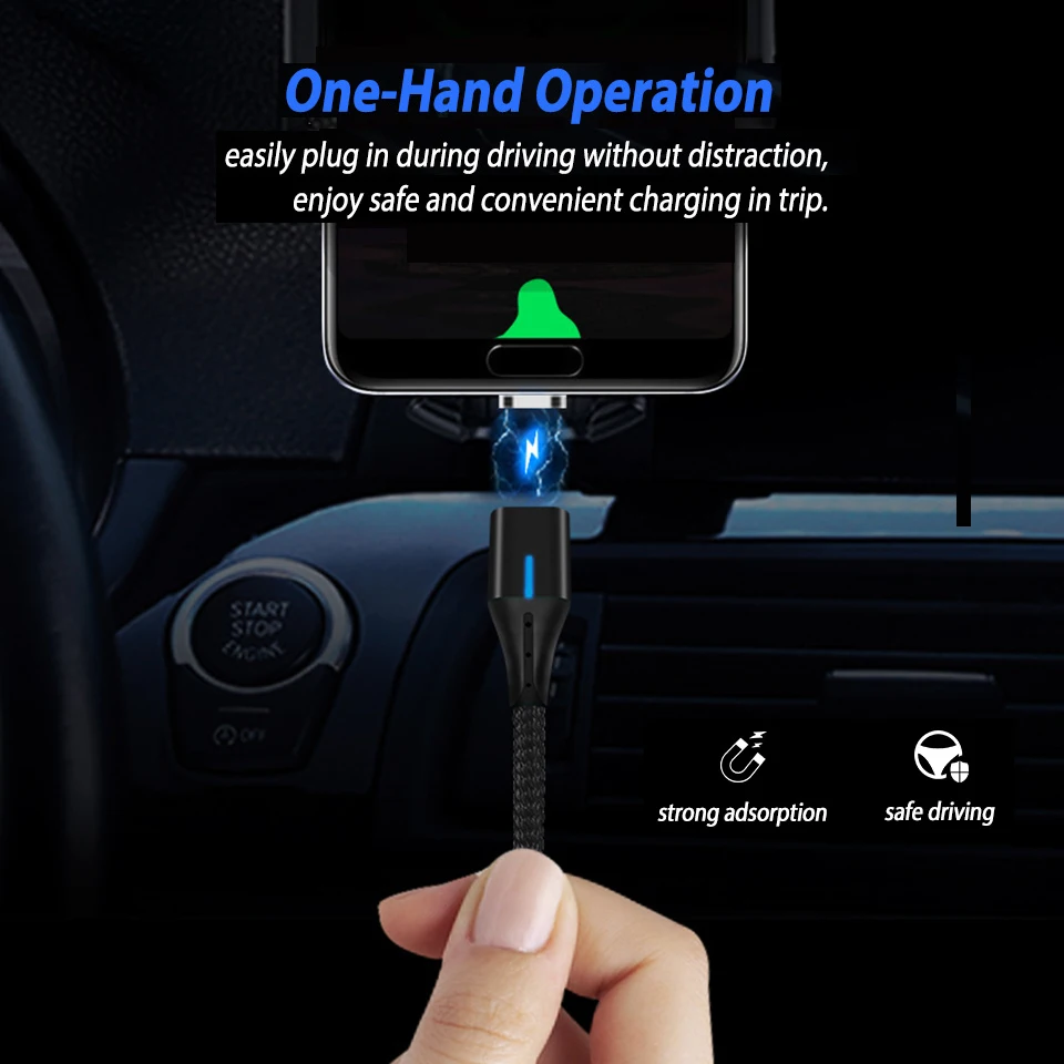 Магнитный Usb кабель 2 м светодиодный Micro Type C для быстрой зарядки Samsung Galaxy S9 S10 A7 J4 J6