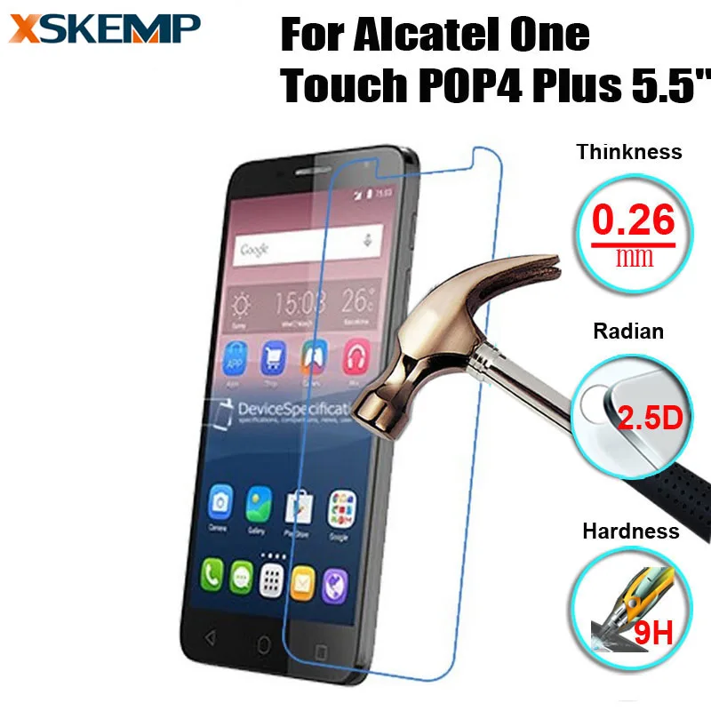 

Tempered Glass For Alcatel One Touch POP4 Plus 5.5" Explosion Proof Case Cover Film Ultra-thin Screen Protector Protective Guard
