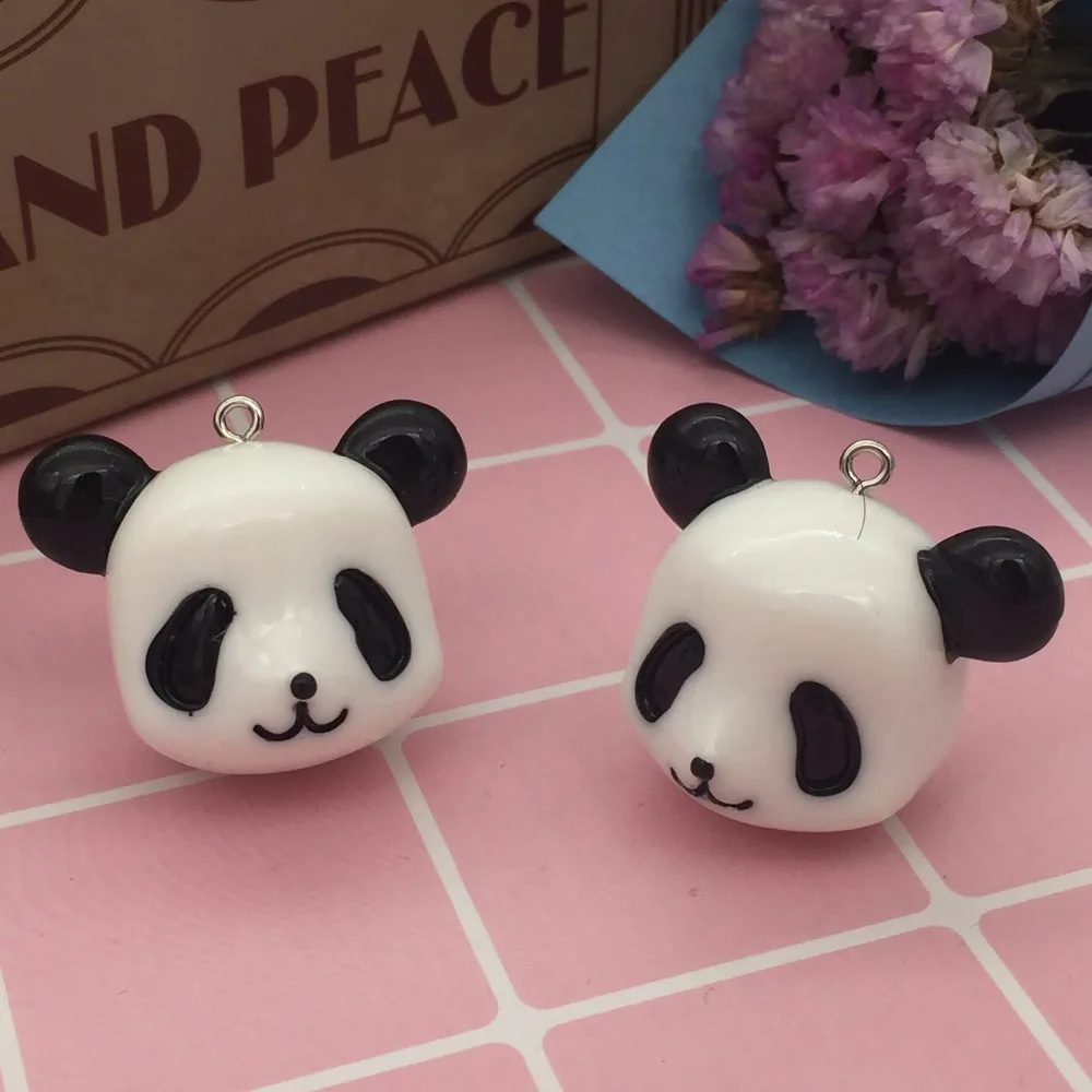 let's start!set 10pcs Cute resin animal charms. 3D big panda head pendant for key chain/phone decoration DIY. | Дом и сад