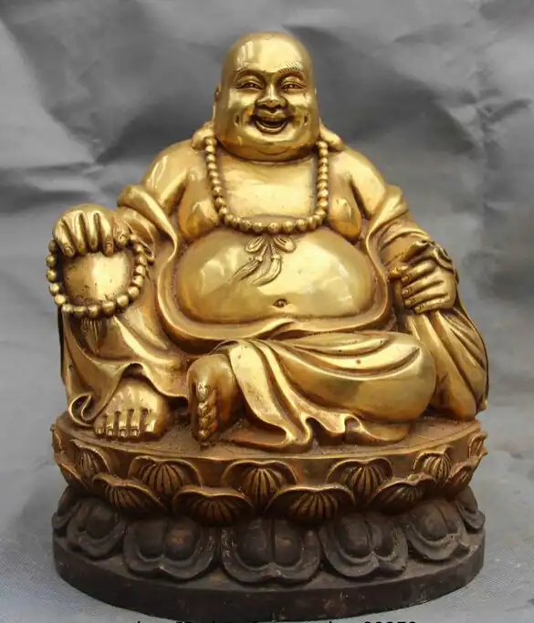 004444 Буддизм Храм Медь Бронза Gild Майтрейя Рохан Буддийский монах Будда Бог Статуя