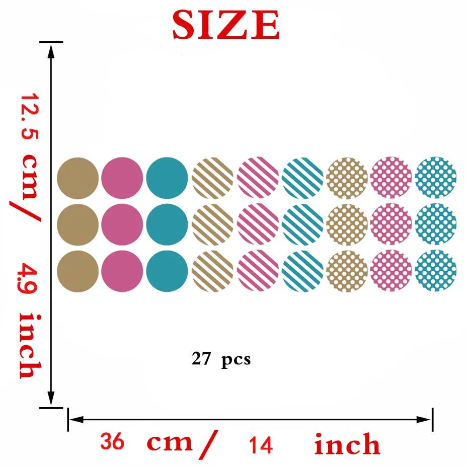 Color Mixed Polka Dots Stripes Christmas Window Wall Sticker For Kids Nursery Bedroom Decoration Baby Adhesive Vinyl Wallpaper (7)