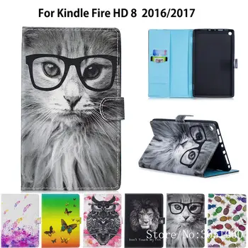 

Case Funda For Amazon Kindle Fire HD 8 2017 7th Generation Cover Fashion Animal Tablet Stand Capa For kindle Fire HD 8 2016 6th
