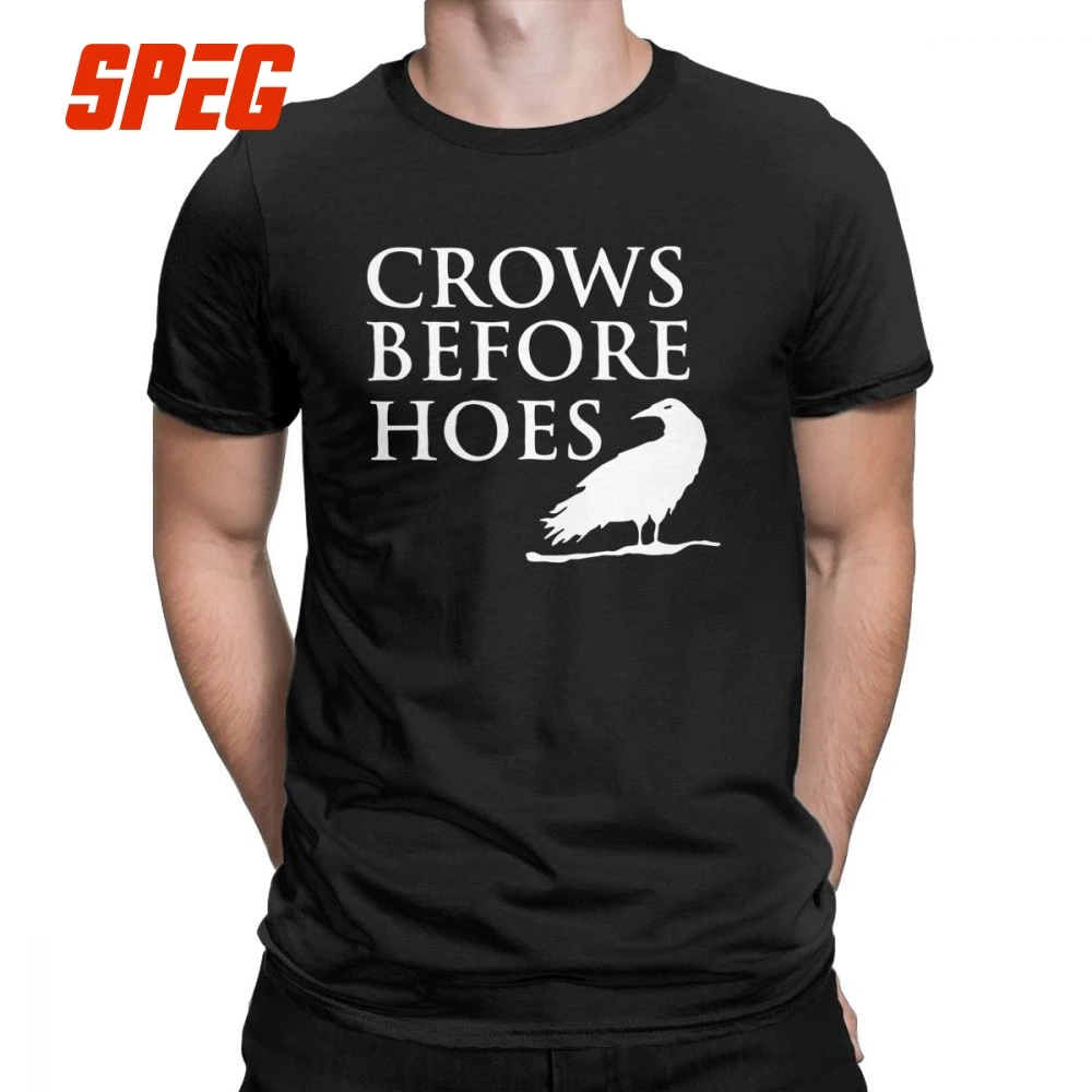 Мужская футболка Crows Before Hoes забавная игра престолов футболки хлопок короткий рукав ночные часы Джон Сноу футболка с круглым вырезом одежда