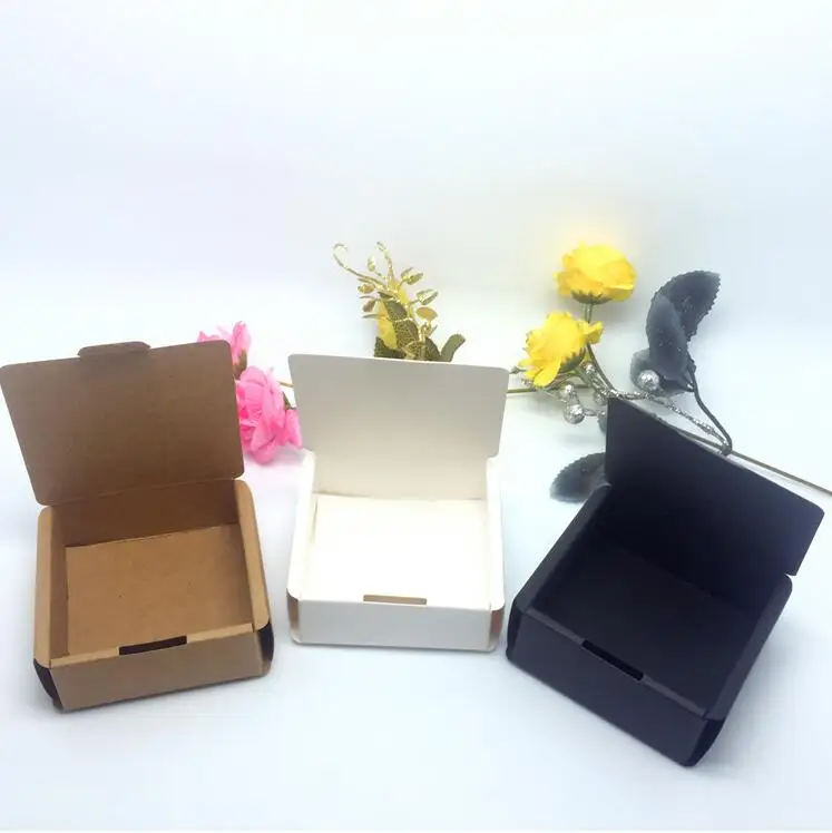 

2019 New Kraft Paper Box Black Cardboard Packaging Boxes For Handmade Soap Small White Jewelry Gift Box