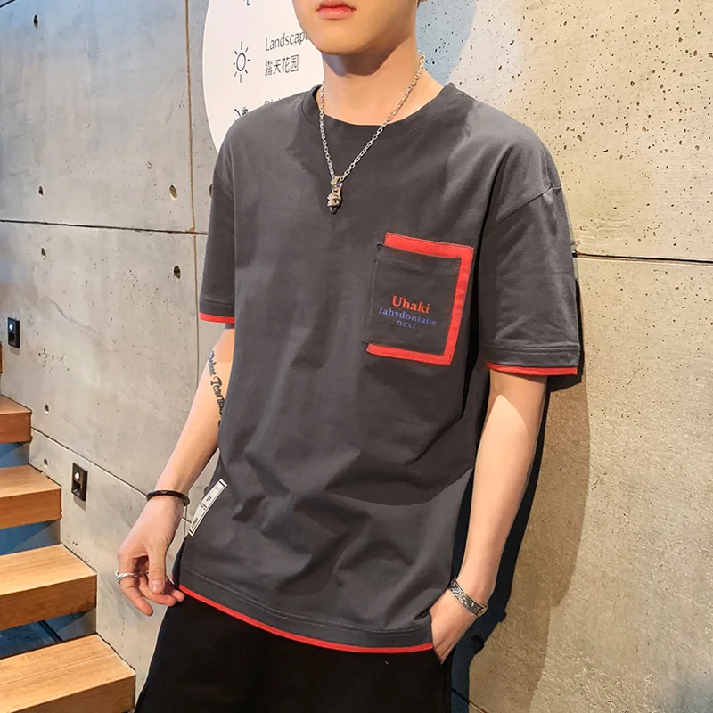 

Summer 2019 T-shirt pure cotton fashion slim round collar simple T-shirt