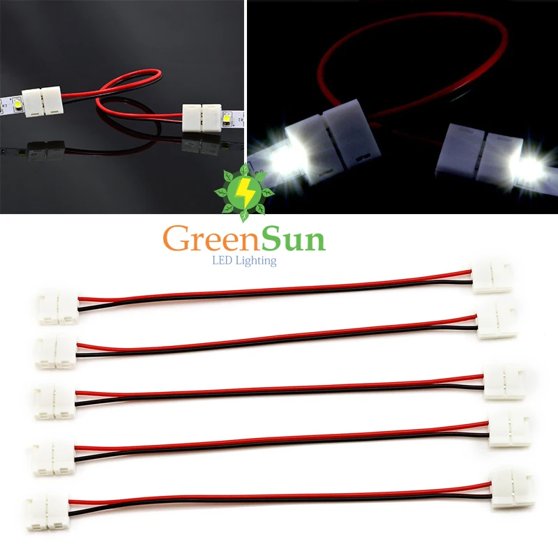 

5/10-pack 10mm 2pin 6-Inch 2-wire Solderless Flexible Coupler for 3528 LED Strip Light