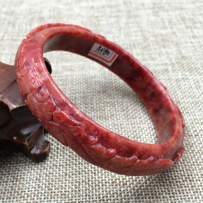 

Hot sell ->@@ 64mm Vintage Chinese Hand-carved Beautiful Red Jadeite Jade Bracelet Bangle 980 NEW -Top quality free shipping