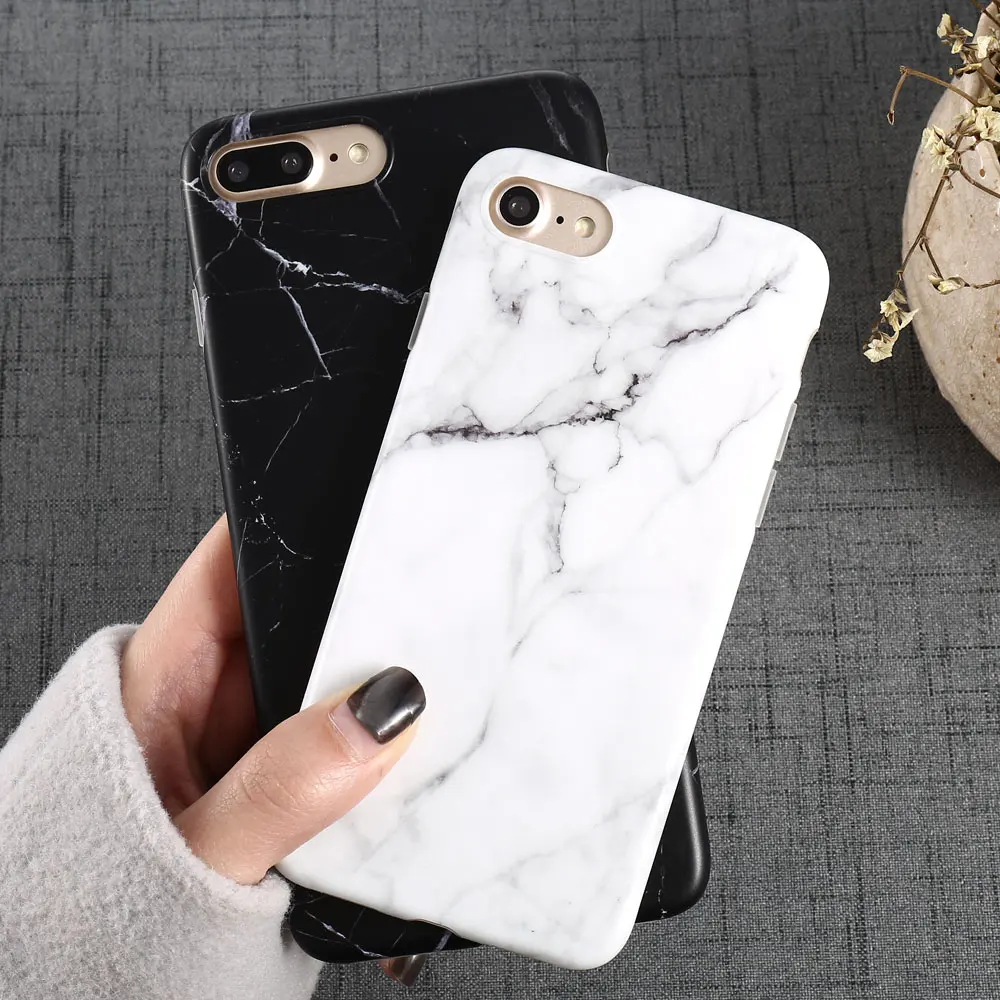 Luxury Marble Pattern i 8 Phone Case For iPhone 8 Plus Case For iPhone8 Plus Black Phone ...