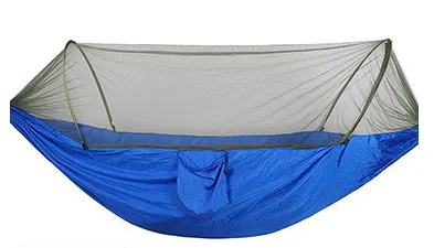 Double Camping Hammock with Mosquito Net Portable Hammock with Tree Straps Lightweight Parachute Travel Bed Quick Open Easy Set 