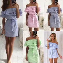 Новое женское летнее Короткое мини-платье с открытыми плечами, вечернее Вечерние платья пляжное платье