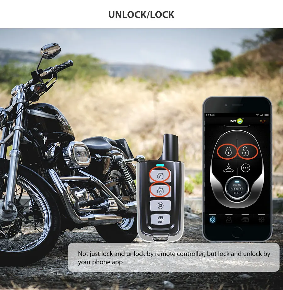 Мотоцикл gps android sytem Блокировка и разблокировка триггера сигнализация удаленный запуск двигателя Стоп завод производства NTG02M NTG02M