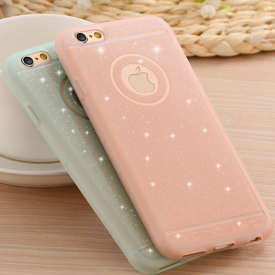 FLOVEME Glitter Powder Soft Silicone TPU Case For iPhone 6 6s Plus 5 5s SE Ultra Slim Bling Shining Rubber Protective Back Cover