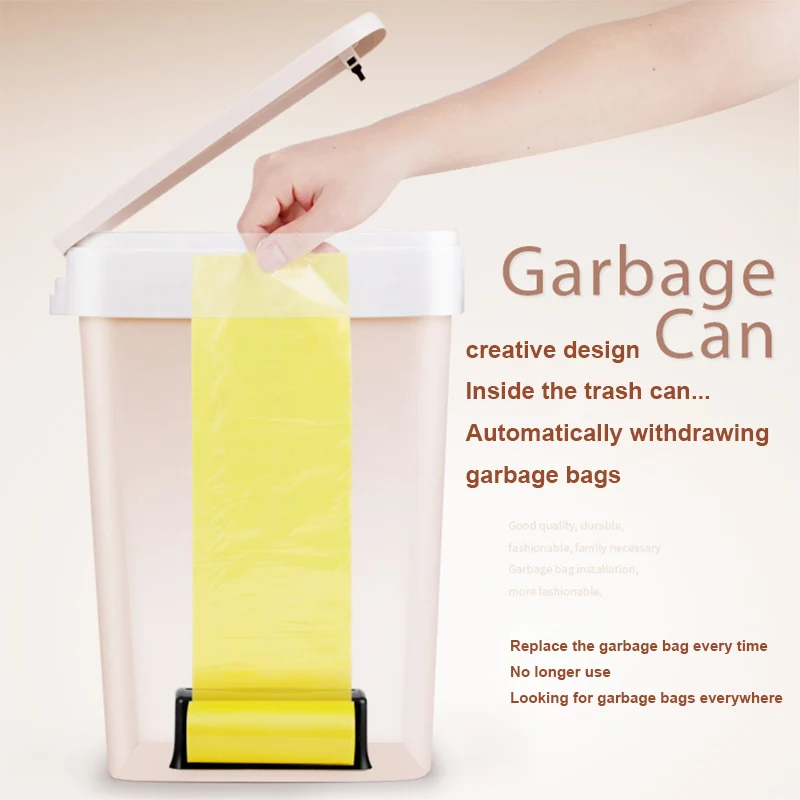 Brief Pressing Type Trash Can Bag Easy Change Garbage Can with Lid for