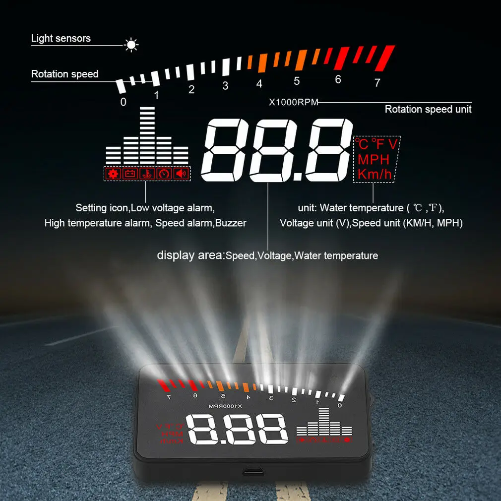 2019 Новый универсальный автомобильный gps HUD цифровой дисплей Автомобильный