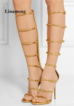 

2018 New Shoes Fashion Long Tube One Word Thin High Heel Women Sandals Three Color Sexy Show models Fashion Women Sandals