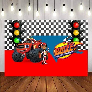 

Photography background Vinyl Blaze Monsters Machine Truck Car Race Traffic Light Custom Backdrop Decor Backdrop Photo Studio