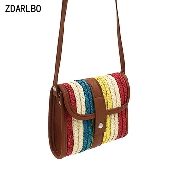 

ZDARLBO Hand-woven Woman Shoulder Bag Bohemian Female Straw Beach Bags Casual Travel Shopping Small Crossbody Messenger Bag