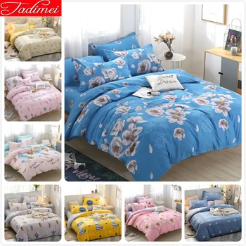 

Flower Pattern Quilt Duvet Cover 3/4 pcs Bedding Set Adult Kids Child Soft Cotton Bed Linens Sheet Bedspreads Queen King Size 2m
