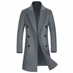 Шанхай история осень-зима новые длинные Для мужчин пальто отличное качество элегантный двубортный длинный плащ пальто 3 цвета