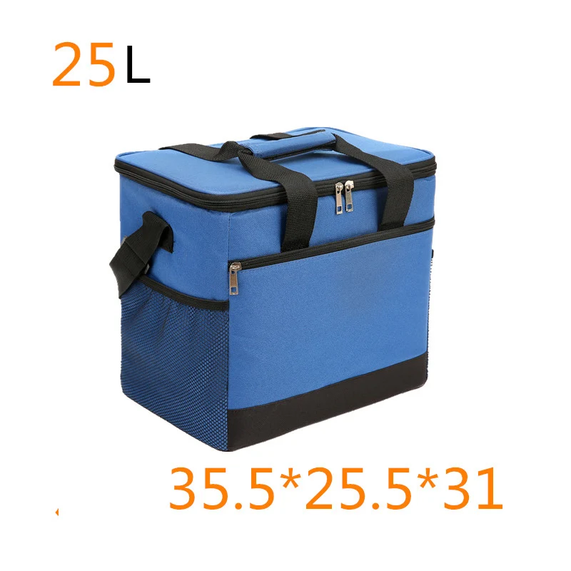 20L 25L большая сумка для обеда, Термосумка для пикника, большая сумка-холодильник, пакет для льда, еды, напитков, вина, термос, теплоизоляционная сумка на плечо для транспортного средства - Цвет: blue 25L bag