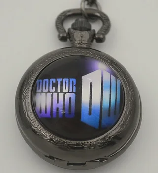 

Vintage Steampunk Doctor Who Quartz Pocket Watch Women Necklace Police Box Chain Full Hunter FOB Watches Silver Black Bronze New