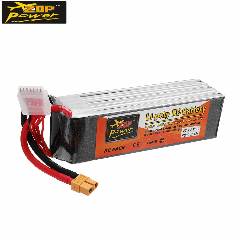 

ZOP POWER 22.2V 4000mAh 70C 6S Rechargeable Lipo Battery With XT60 Plug For RC Models FPV Racing Drone Spare Parts Accs