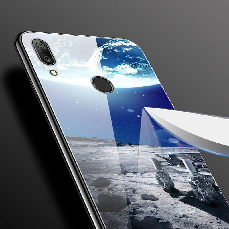 Чехол для Huawei Y7 2019 жесткое закаленное стекло окрашенный задний бампер Y 7 Prime Pro