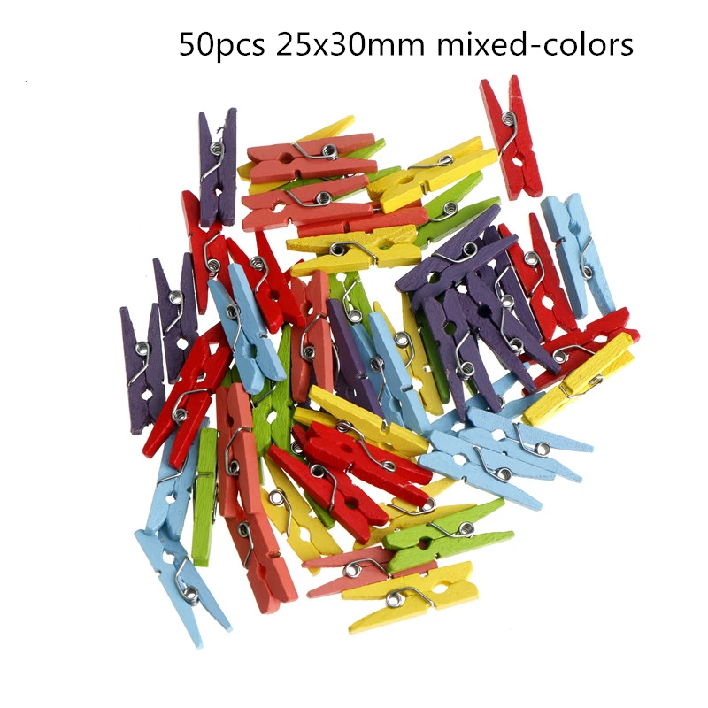 Мини прищепка с сердечком ремесло открытка зажимы дома Свадьба Рождество украшения Любовь деревянная одежда фото бумага колышек - Цвет: 50pcs
