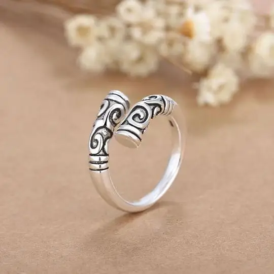 buy HHYDE 2019 new rings for women man Silver Color sun wukong monkey king golden rod black and white lovely Chinese myth
