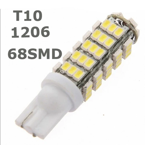 

10pcs/lot 68LED 68smd 1206 68 SMD LED T10 Car W5W 194 927 161 Side Wedge Light Lamp Bulb for License plate lights Wholesale