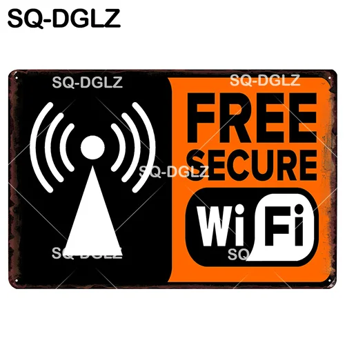 [SQ-DGLZ] Wi-Fi зона жестяная вывеска Настенный декор Бесплатный WiFi доступен здесь металлические поделки живопись таблички нет WiFi художественный плакат - Цвет: 1331