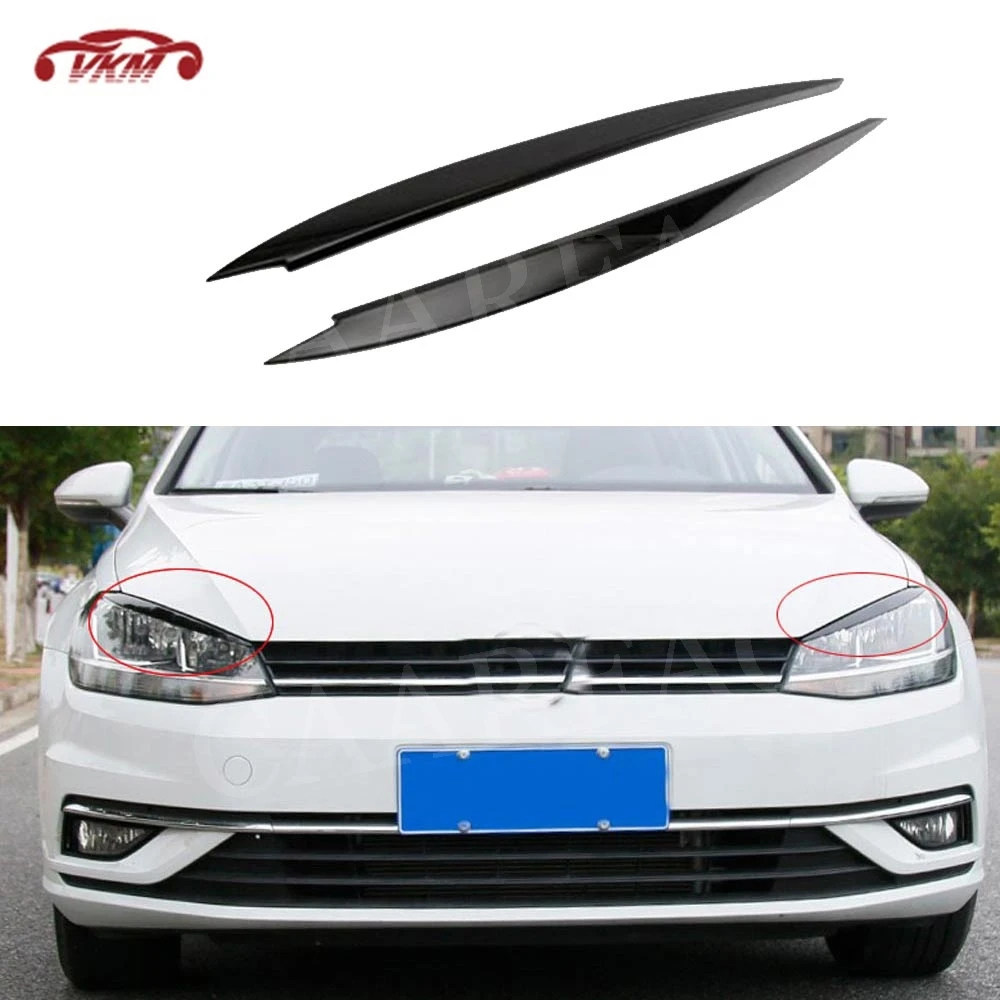 

Front Headlight Covers Eyelids Eyebrows For Volkswagen VW Golf 7 VII MK7 GTI R 2014-2017 ABS Head Lamp trim strips