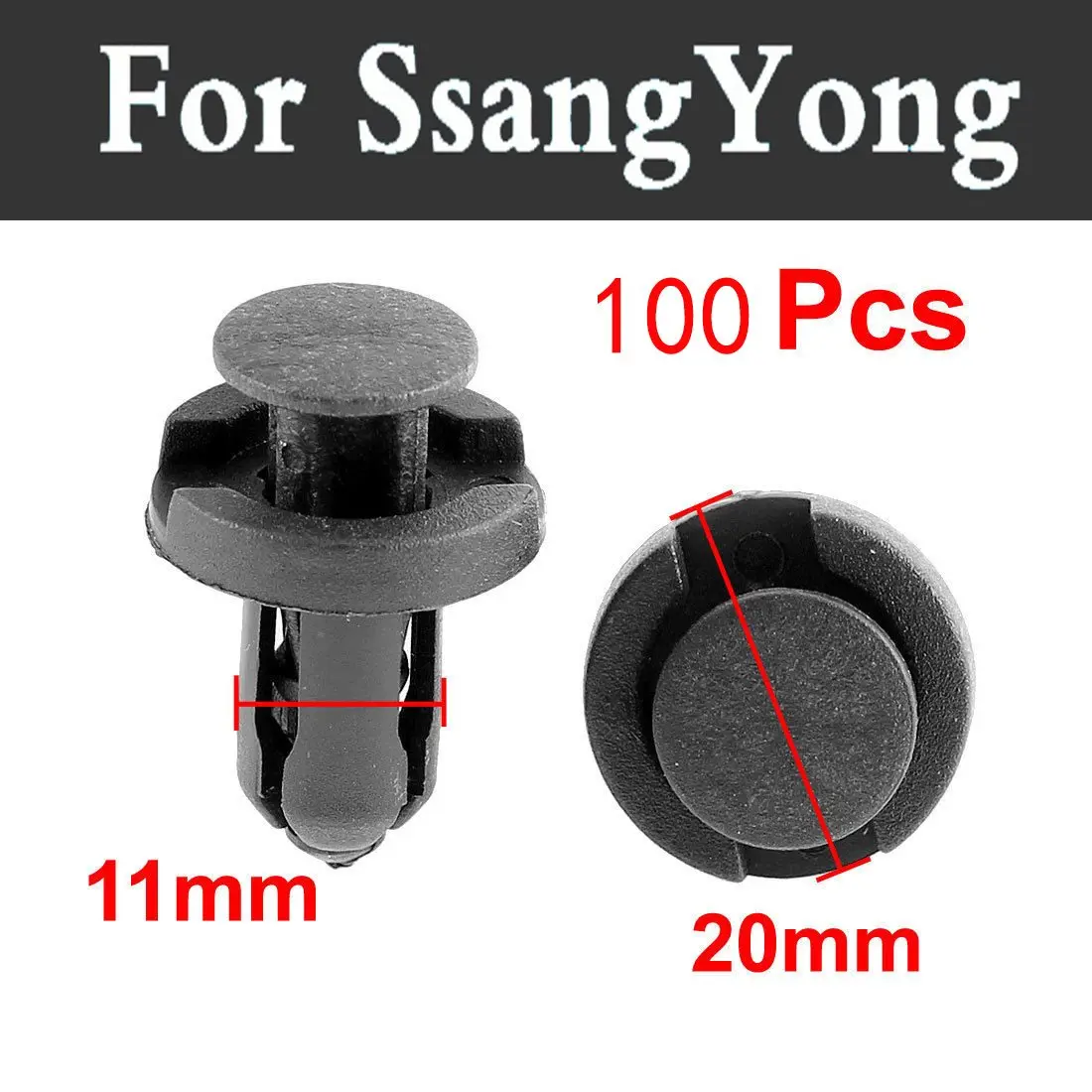 

100pcs Plastic Rivets Clips Auto Car Styling Fender Interior Panel For Ssangyong Actyon Korando Kyron Musso Nomad Rexton Tivoli