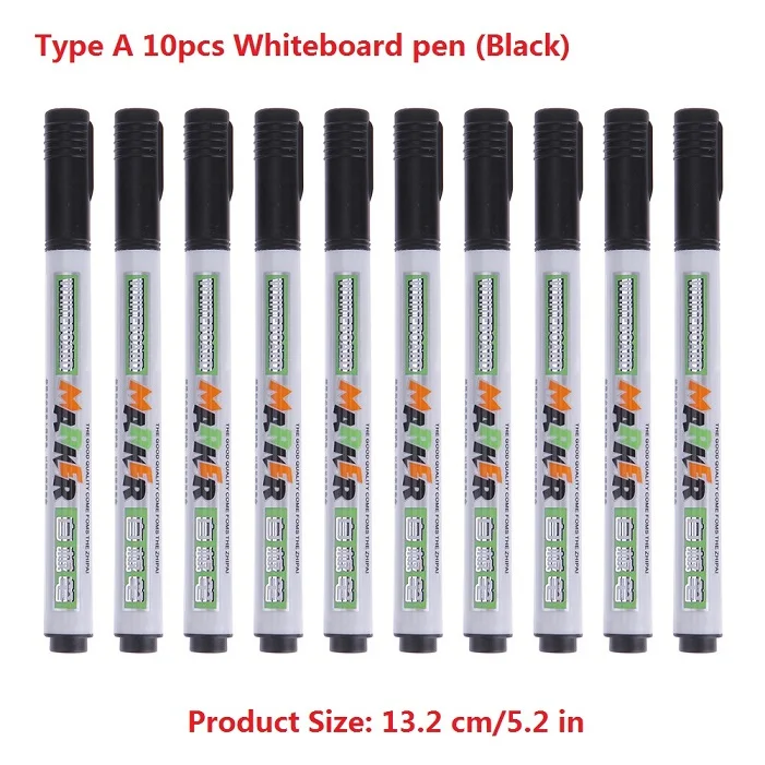 Type A 10pcs Black 10 шт/1 шт Быстросохнущий стираемый маркер для белой доски ручки DIY маркер для детей рисование школы канцелярские принадлежности - Цвет: Type A 10pcs Black