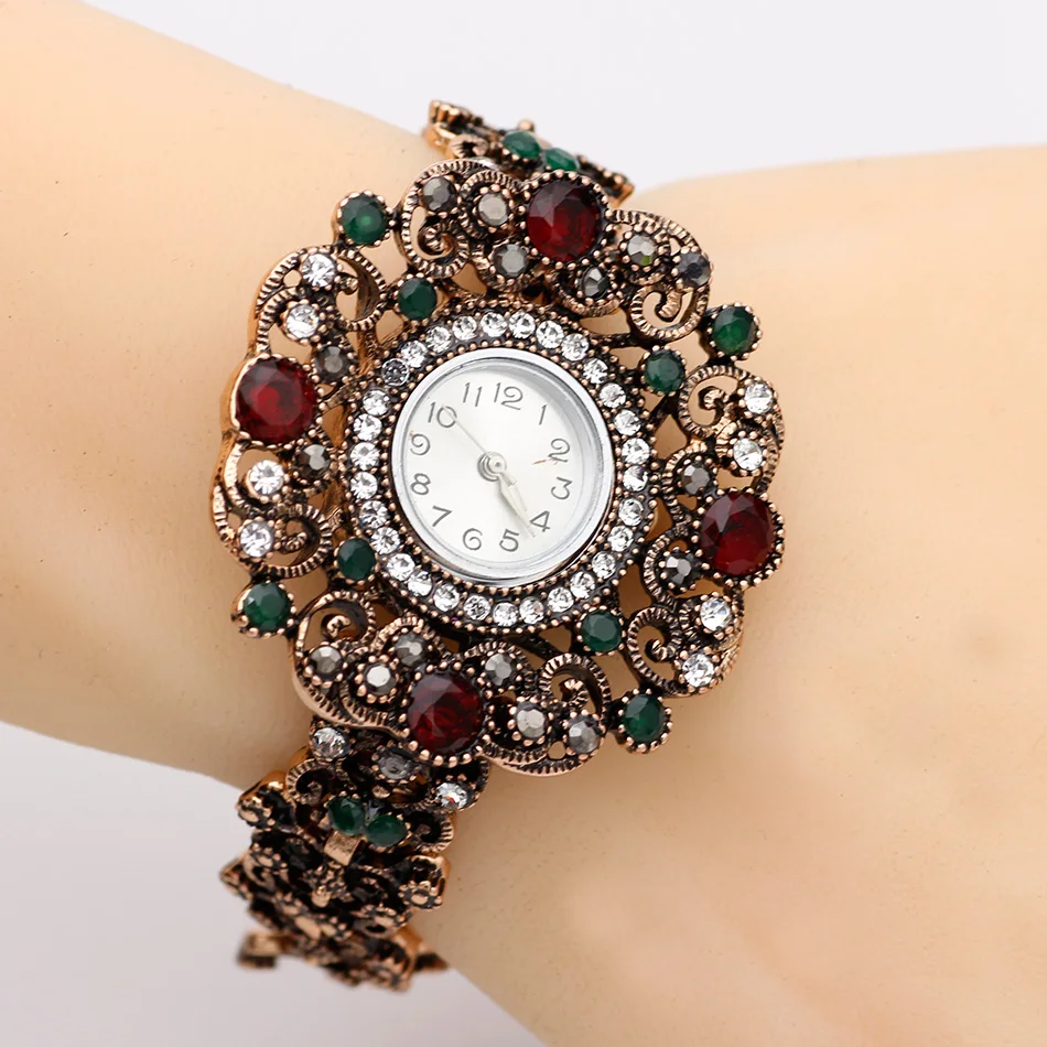 SUNSPICE MS Цветок Круглые браслеты часы для женщин кварцевые часы Винтаж турецкий наручные индийские свадебные антикварные ювелирные изделия