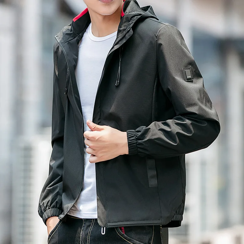 2019 Korean version of the autumn and winter new men's jacket fashion comfortable casual Slim simple trend hooded youth jacket