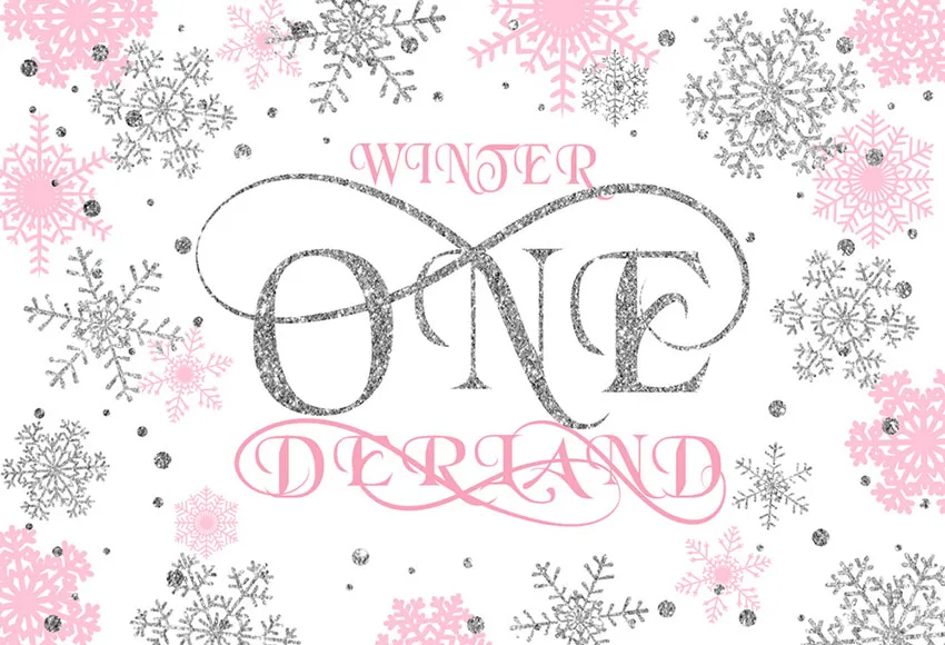 7x5 футов 5 стилей серебристо розовая Зимняя Страна Чудес Onederland снежинки