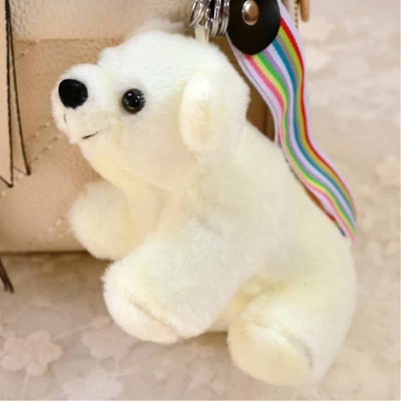 Белый полярный медведь куклы для брелков брелки милая сумка Шарм Аксессуар кулон Мини плюшевая мягкая игрушка ткань повязка на запястье брелок на подарок