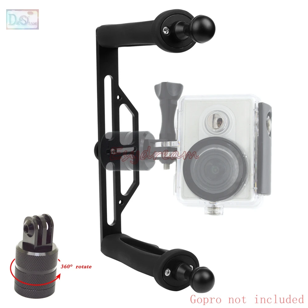 

Metal Waterproof Handheld Stabilizer Handle Bracket Grip + 360 Degree Mount Adapter for GoPro 5 4 3+ Xiaomi Yi 4K SJCAM SJ4000