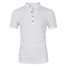 Рубашки мужские хлопковые льняные летние однотонные рубашки в китайском стиле с короткими рукавами и пуговицами в стиле ретро, приталенная рубашка, белые топы, Блузка Camisa Masculina