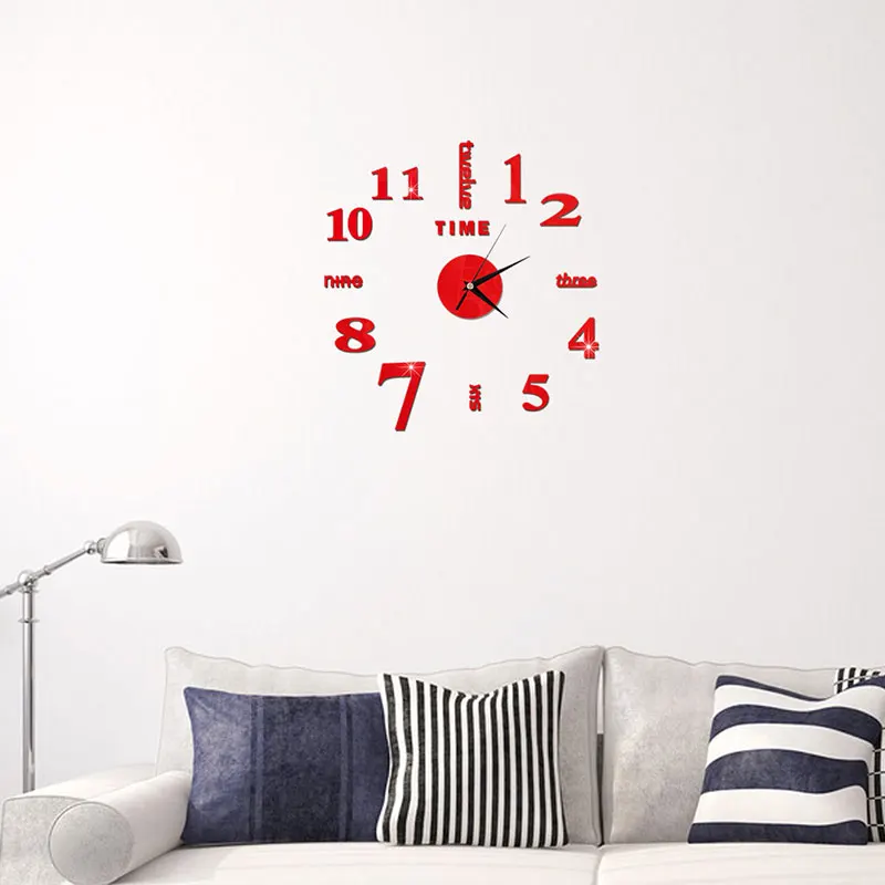 

4 Color Acrylic Wall Stickers Wall Clocks Sticker 3D Mirror Clock Home Decor Mural DIY Removable Wall Sticker for Living Room