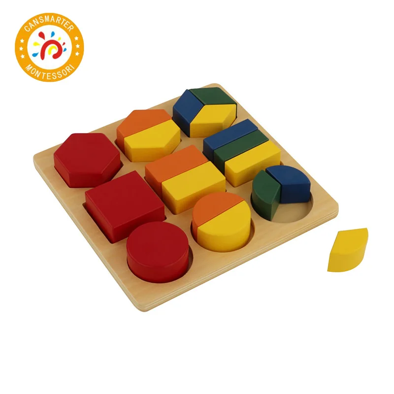 

Baby Toy Montessori Wooden Assembly Geometric Shape Tray Math Teaching Aids Geometric Blocks Early Education