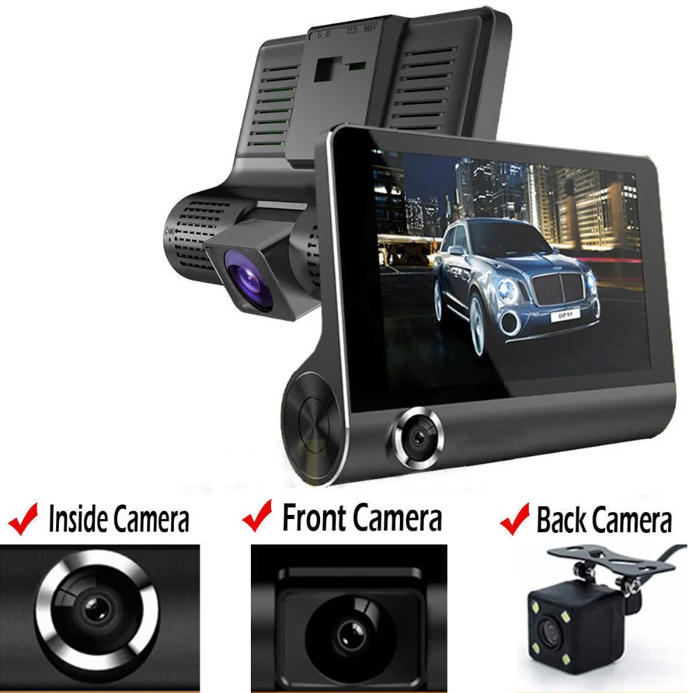 

Car DVR 3 Lens 1080P HD 170 Angle Dash Cam G-sensor Recorder Rearview Camera Three Way Camera Night vision DashCam